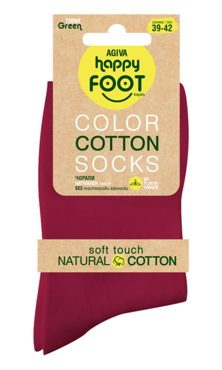 Sosete femei, Agiva, Bumbac natural, Rosu, 39-42