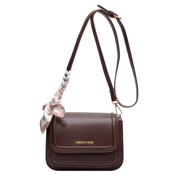 Geanta de umar pentru femei, AMRINUGL, piele ecologica, maro 19.5x16x9cm