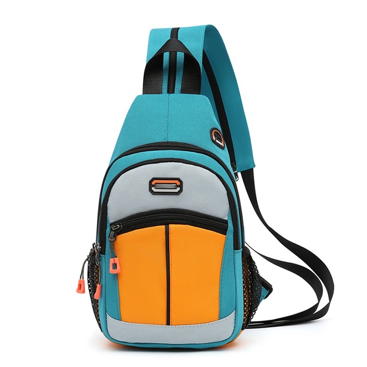 Rucsac multifunctional, QttvbTna, Poliester, 32x20x11cm, Turcoaz/Portocaliu
