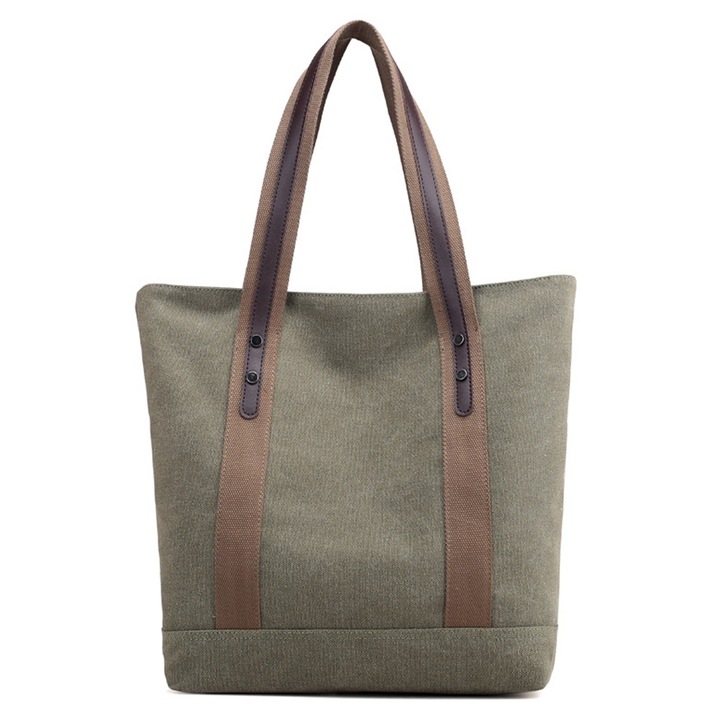Jormftte női táska, vászon, zöld, 30x35x11 cm, nagy kapacitású, több rekesszel