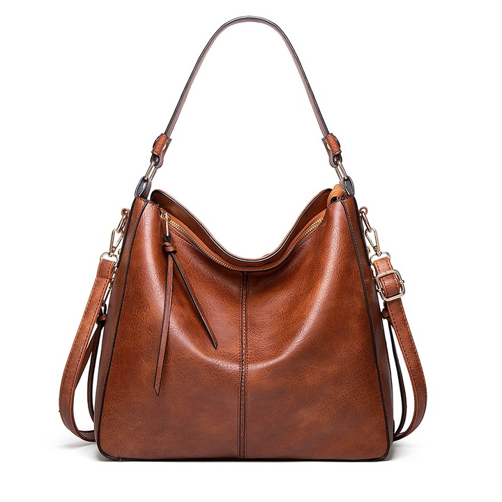 Jormftte női táska, barna, állítható pánttal, vízálló, nagy méret