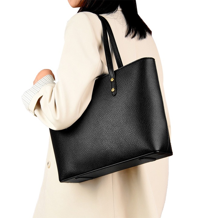 Jormftte női válltáska, nagy kapacitású, vízálló, fekete, méretei 30x45cm