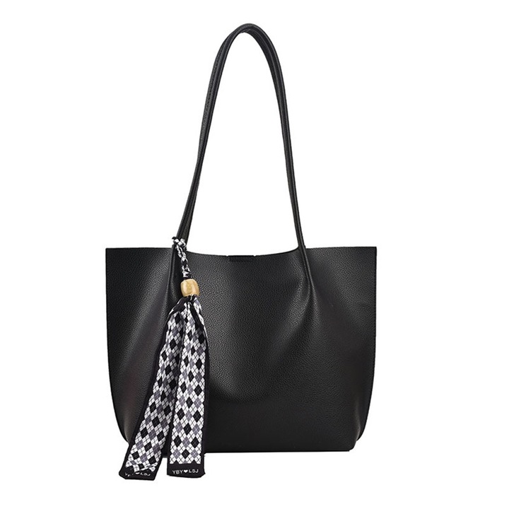 Jormftte női válltáska, vízálló, lopásgátló cipzárral, fekete, nagy méret