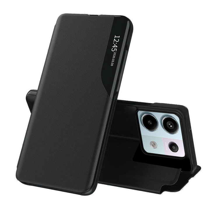 Husa tip carte pentru Xiaomi Redmi Note 13 Pro 5G / Poco X6, Accesorio eFold Book View, Black