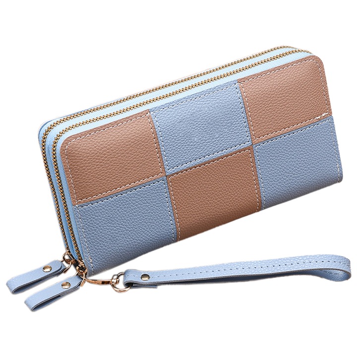 Portofel dama AMRINUGL, piele lacuita, maro, dimensiune unica, capacitate mare pentru carduri