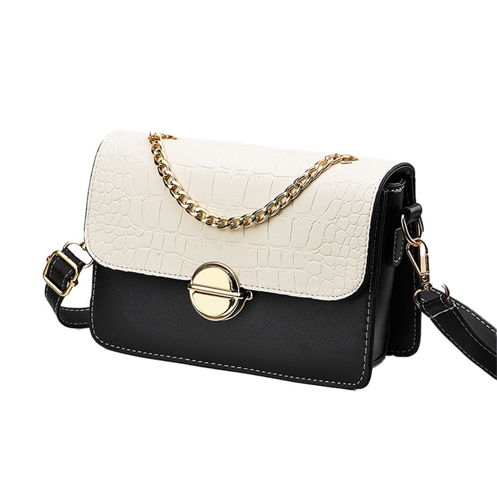 Jormftte női crossbody táska, fekete bőr, kis méret, nagy hely.