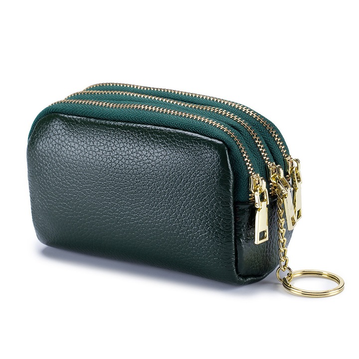 Portofel, Cozevdnt, Piele ecologica, Verde, Verde, 13 x 5 x 9