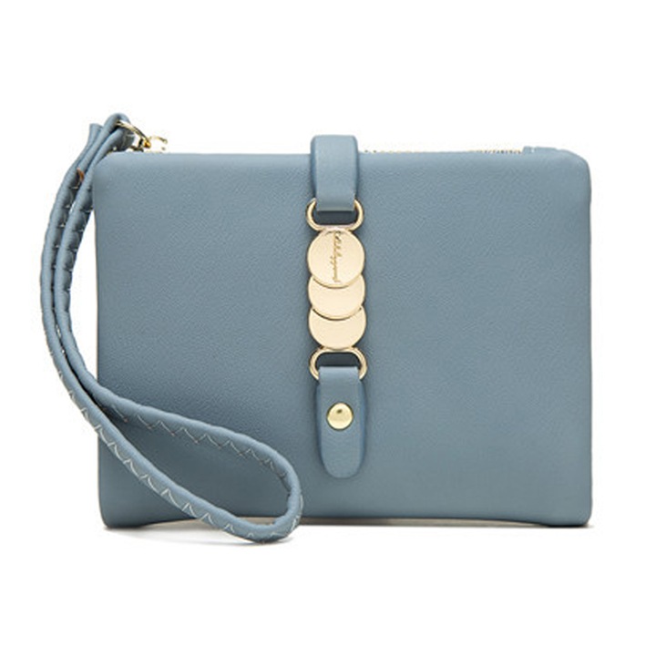 Portofel dama piele lacuita, compact, Albastru, One Size