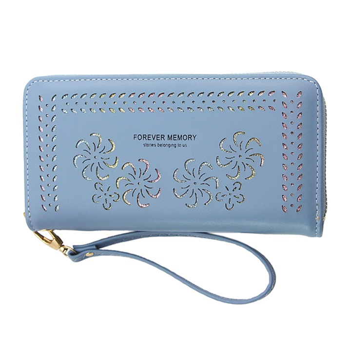 Portofel dama Cozevdnt, RFID, Piele, Albastru