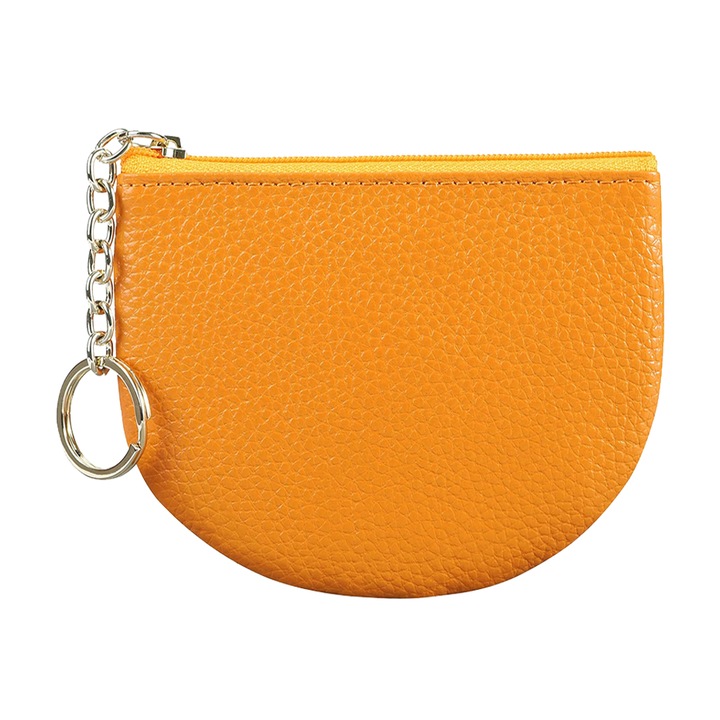 Portofel dama, AMRINUGL, piele lacuita, 11x8x1cm, cu fermoar, Galben, One Size