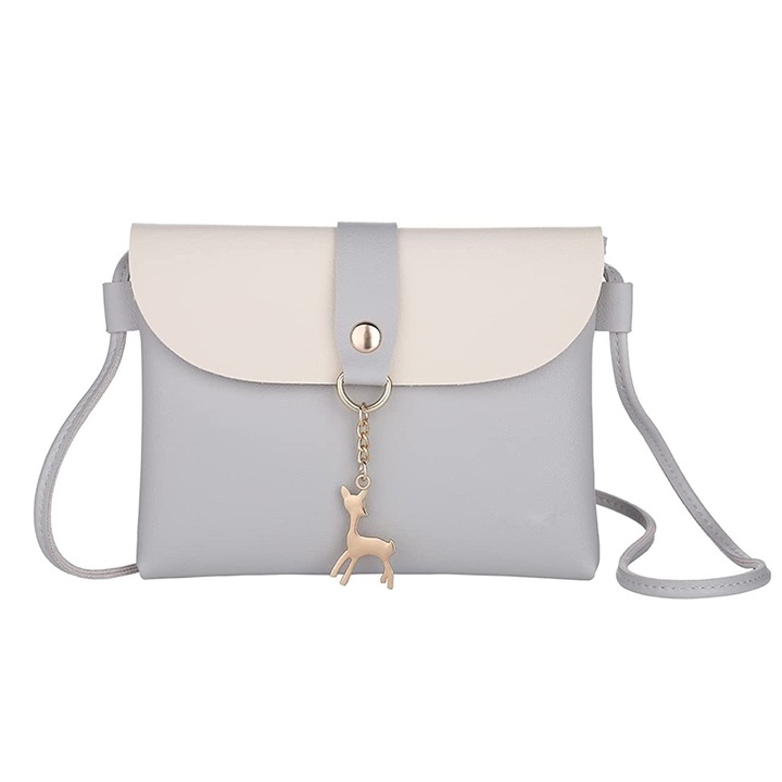 Kis poliuretán bőr crossbody táska fém medállal, lányoknak