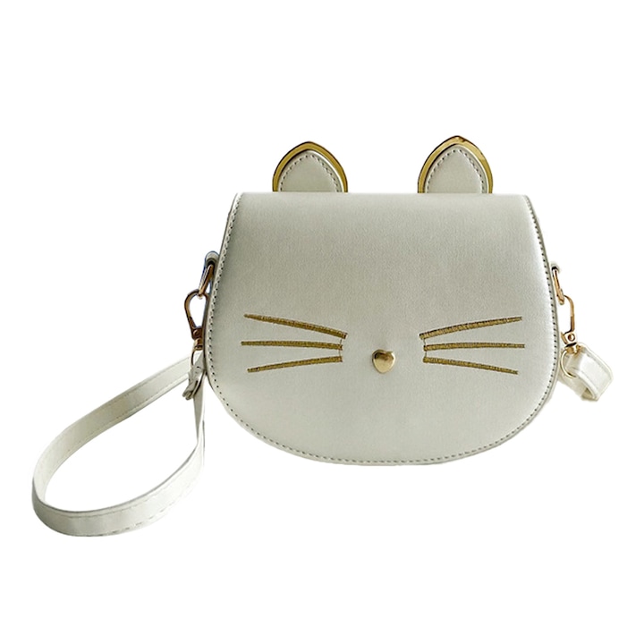 Чанта за през рамо за момиче, Cozevdnt, Екологична кожа, Бяла