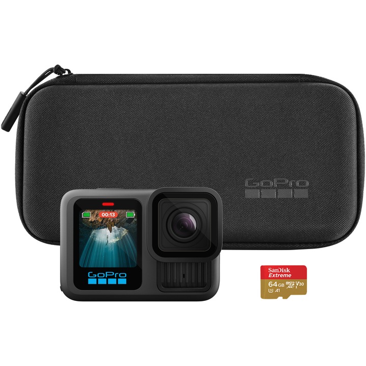 Спортна видеокамера GoPro Hero13 Black, 5.3K60 + MicroSD Card 64GB