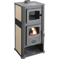 Semineu (Soba) pe lemne Fornello Roma G Ivory 11-13 kW, 490x460x1160 mm, prevazut cu plita si cuptor pentru gatit, gratar ardere din fonta, camera de ardere samotata, plita din fonta, usa din fonta cu geam din sticla termorezistenta