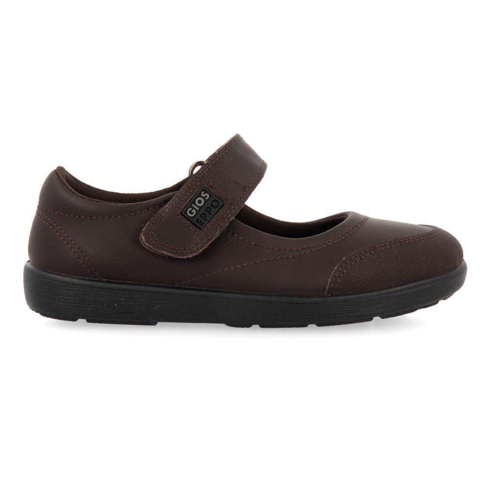 Gioseppo, Balerini de piele si piele ecologica cu velcro, Maro, 32 EU