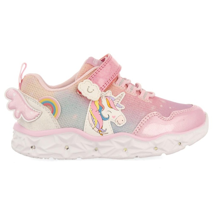 Gioseppo, Pantofi sport cu velcro si model unicorn, Roz