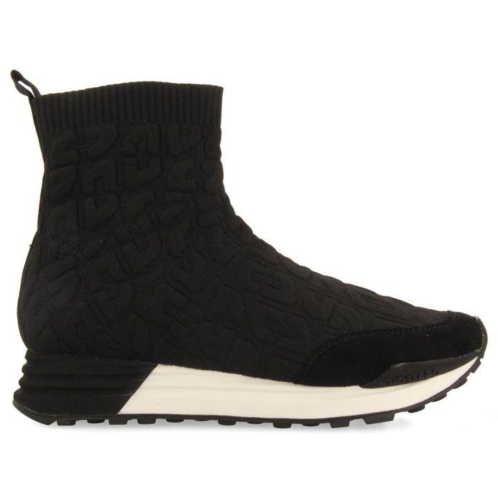 Gioseppo, Pantofi sport din plasa tricotata cu garnituri de piele intoarsa, Negru