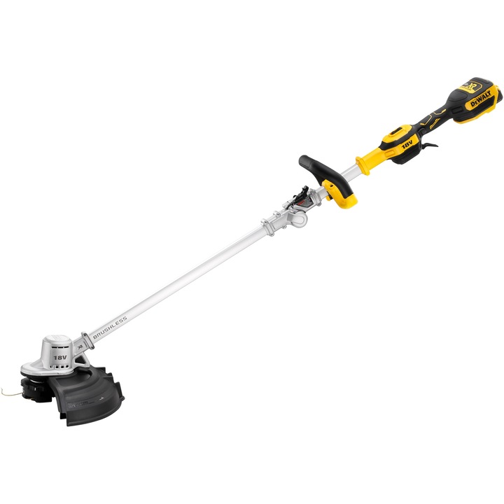 Акумулаторна косачка за трева DeWALT DCMST561P1, 18V, Безчетков мотор, Ширина на косене 36 см, Дебелина на нишката 2 мм, Регулируема дръжка, Зарядно устройство + батерия 18V 5.0 Ah