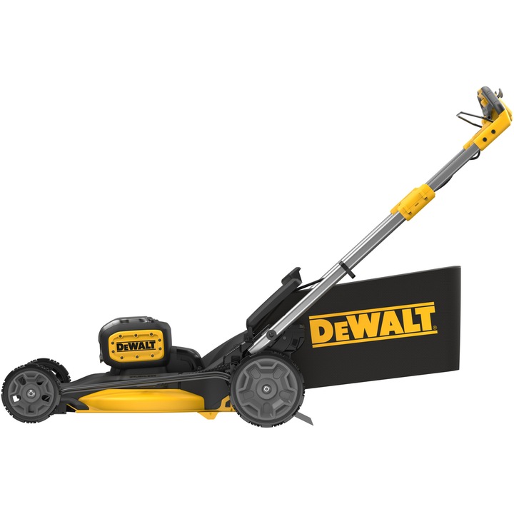 Акумулаторна косачка за трева DeWALT DCMWSP156W2, Самоходна, 2 x 18V XR, Ширина на косене 53 см, Височина на косене 25-102 мм, 6 степени на косене, 2 ножа, Функция 3 в 1, Кош за събиране 67 л, Включва: зарядно устройство + 2 батерии 18V 8,0 Ah