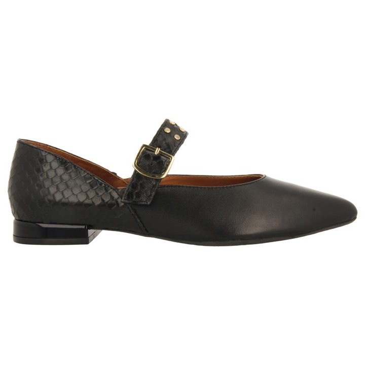 Gioseppo, Balerini D'Orsay din piele cu catarama, Negru