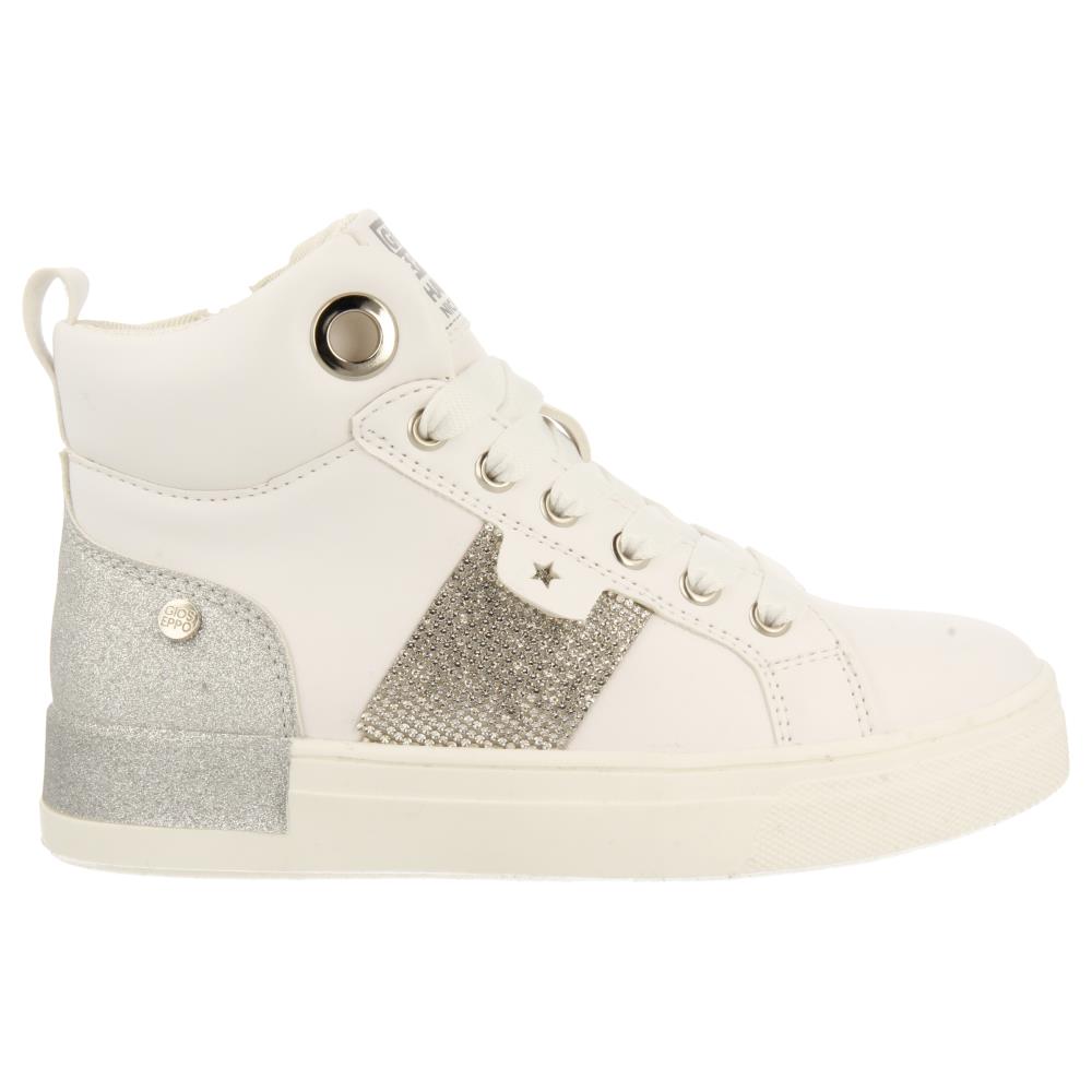 Gioseppo, Pantofi sport mid-high din piele ecologica cu detalii stralucitoare, Alb, 37 EU