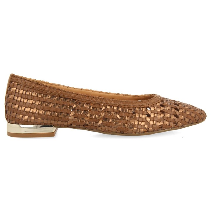 Gioseppo, Balerini din piele cu model tesut, Maro