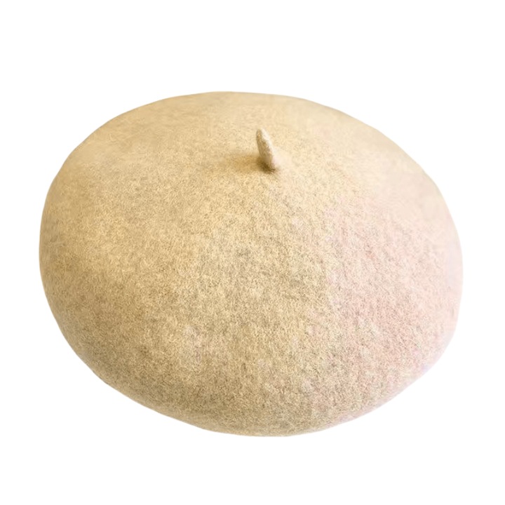 Дамска барета есенна и зимна, вълнена, бежова, 56-58см