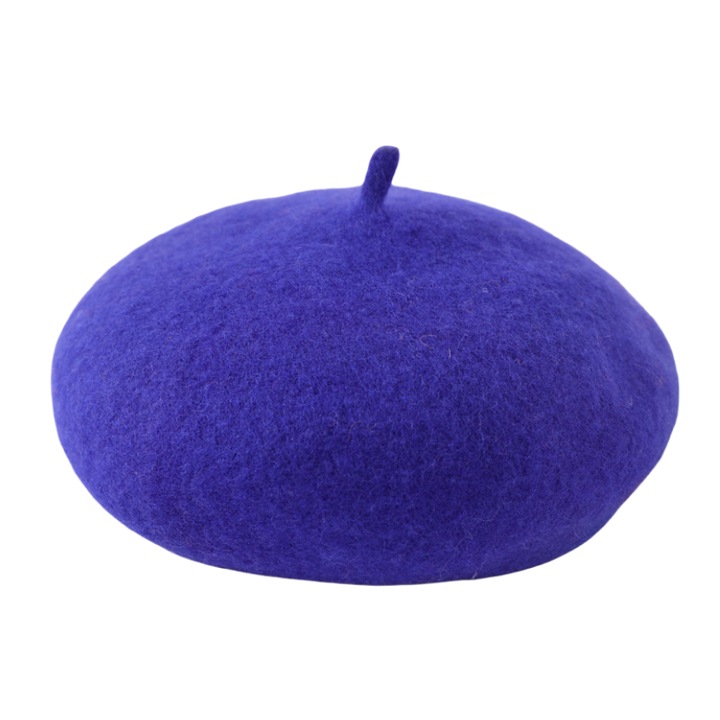 Дамска барета есенна и зимна шапка вълнена синя 56-58см