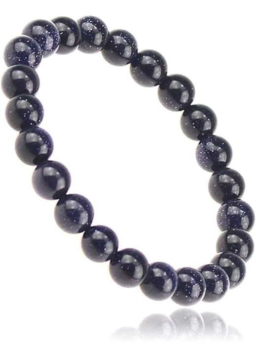 Bratara elastica din pietre semipretioase, Koalad, 8mm, selenit, 7 inci, albastru stelar