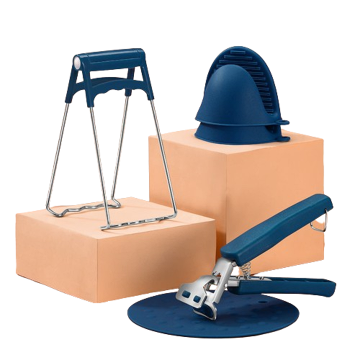 Set 4 piese anti-ars, suport pentru manere, silicon, bleumarin