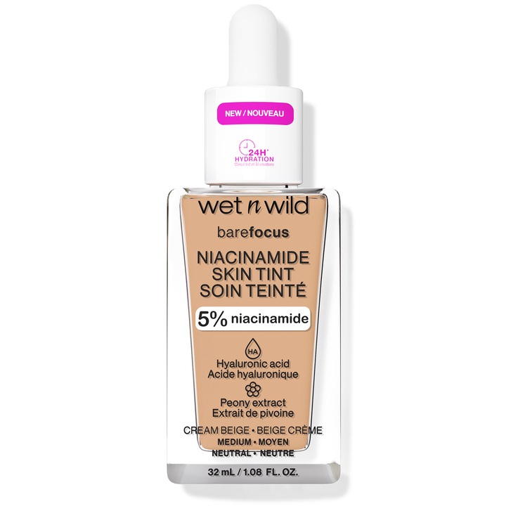 Fond de ten cu Niacinamide Wet n Wild Bare Focus Cream Beige, 32 ml