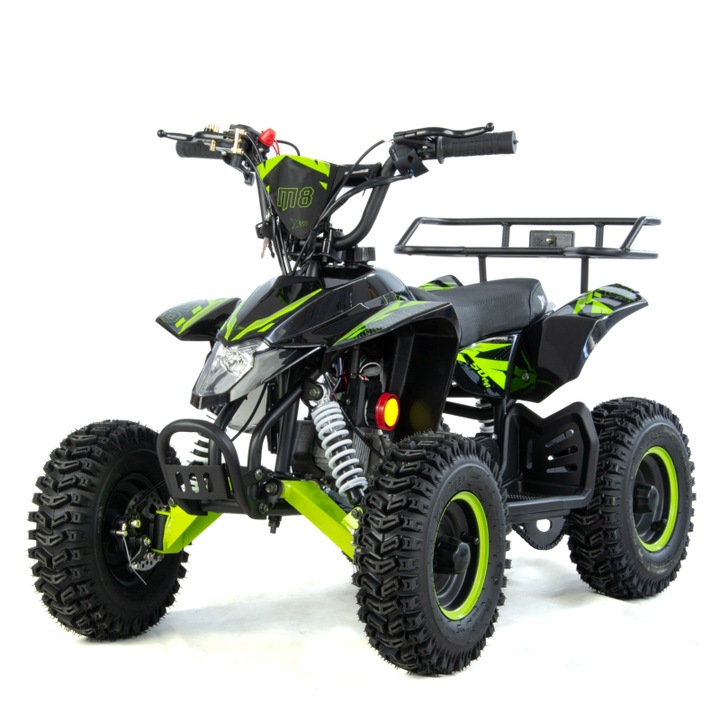 Mini atv XTR M8, roti 6inch, 50cc, 2 timpi, pornire electromotor, culoare negru/verde