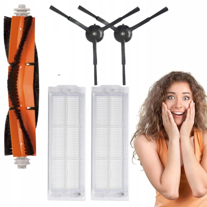 Комплект аксесоари за робот прахосмукачка Xiaomi Mi Robot Vacuum Mop 2 Pro и 2 Lite, AreoSe, Комплект от 5 части: 1 централна четка, 2 странични четки, 2 HEPA филтъра