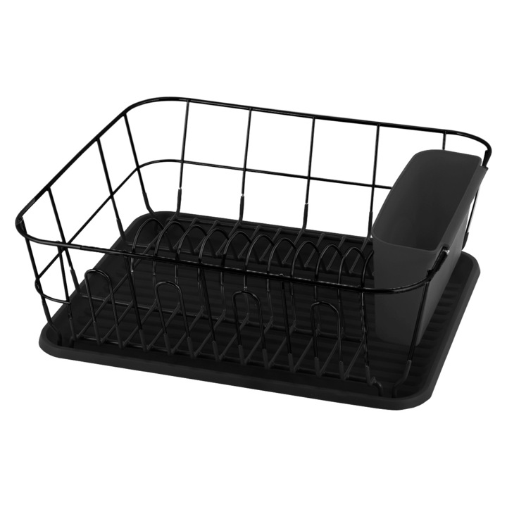 Scurgator vase Kamille, cromat, cu tava din silicon, 37x33x13.5cm, set cu ociector pentru tacamuri