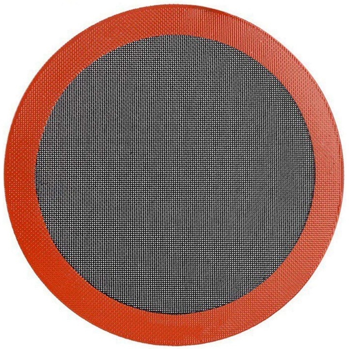 Sütőlap, Vala® PIZZA, mikro-perforált szilikon, tapadásmentes szilikon tepsi, újrafelhasználható, hőálló, 31 cm, fekete/piros