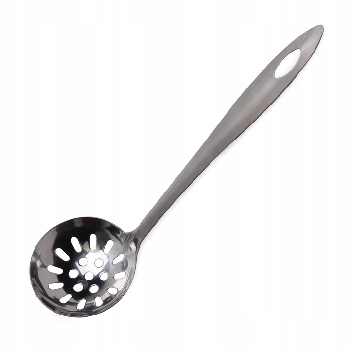 Merőkanál perforált kivitellel, Kamille, rozsdamentes, 28x7cm, ezüst