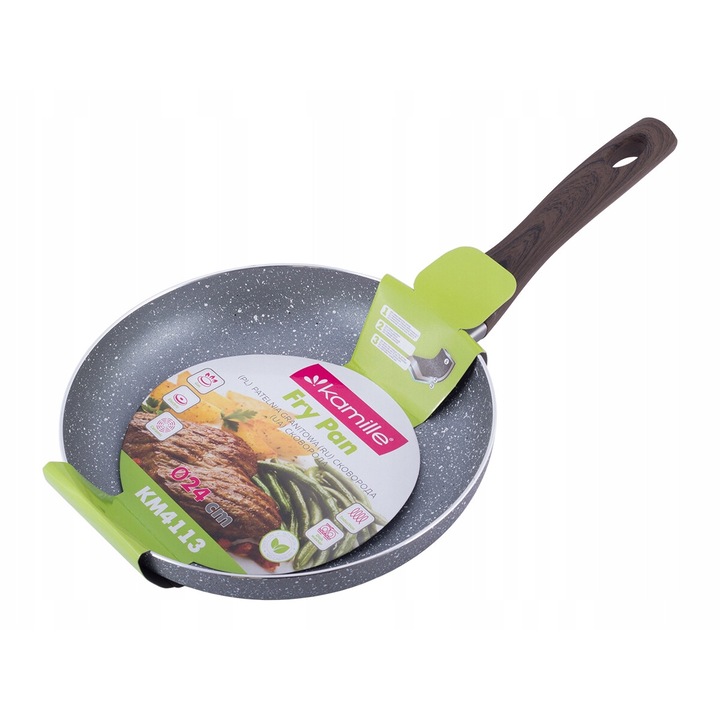 Tigaie din aluminiu, Kamille, invelis granit, 24 cm, gri, pentru plite inductive