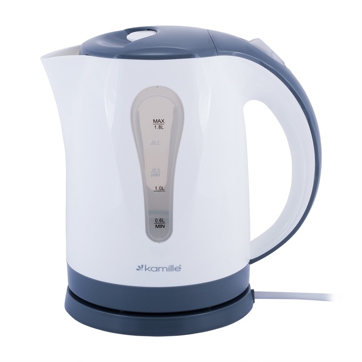 Fierbator electric fara fir Kamille, 1.8L, 2200W, plastic/inox, filtru anticalcar