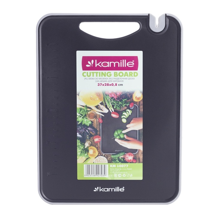 Tocator de bucatarie, Kamille, antiderapant, 37x28x0,8cm, negru