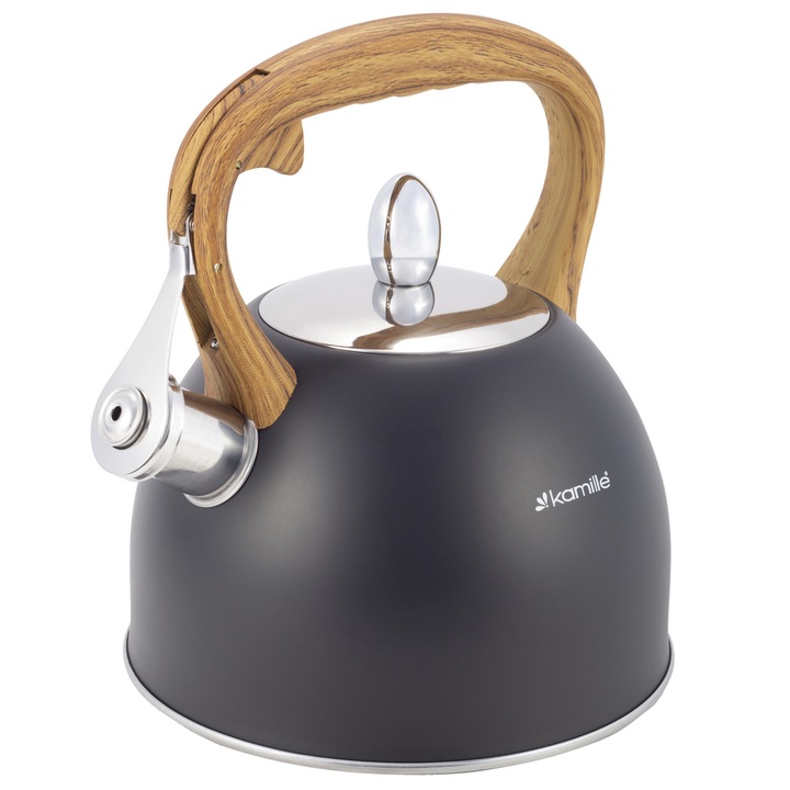 Чайник, Kamille, 2,5 л, неръждаема стомана, черен