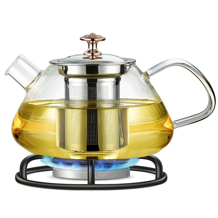 Ceainic Ofenbach, 1000 ml, inox si sticla, 9,5x12cm