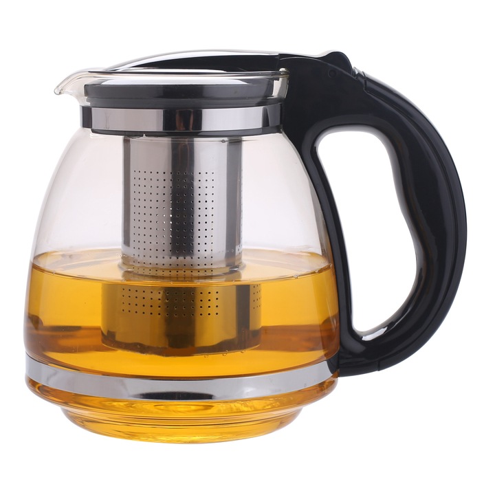 Ceainic Kamille, 1500ml, sticla rezistenta la caldura, filtru din otel inoxidabil