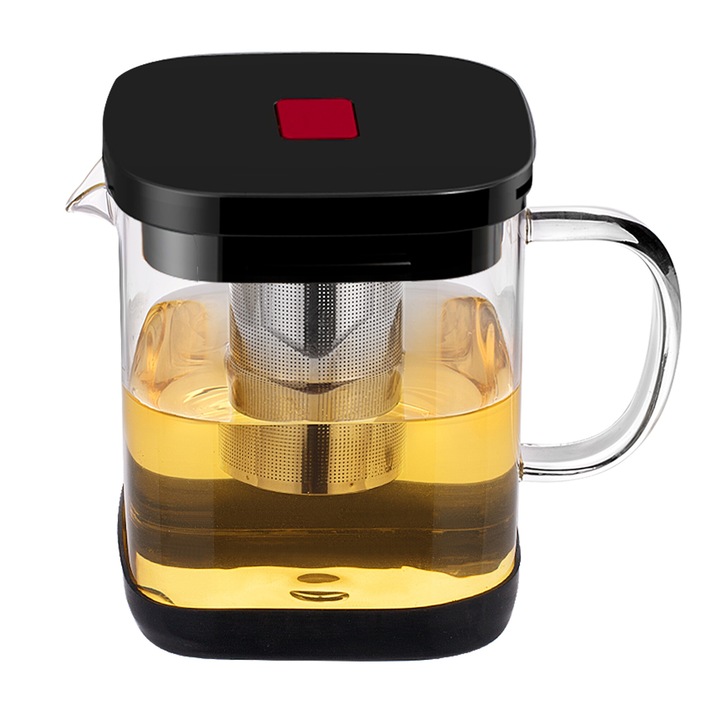 Ceainic Kamille 1000ml, inox/sticla/silicon, 14x11cm