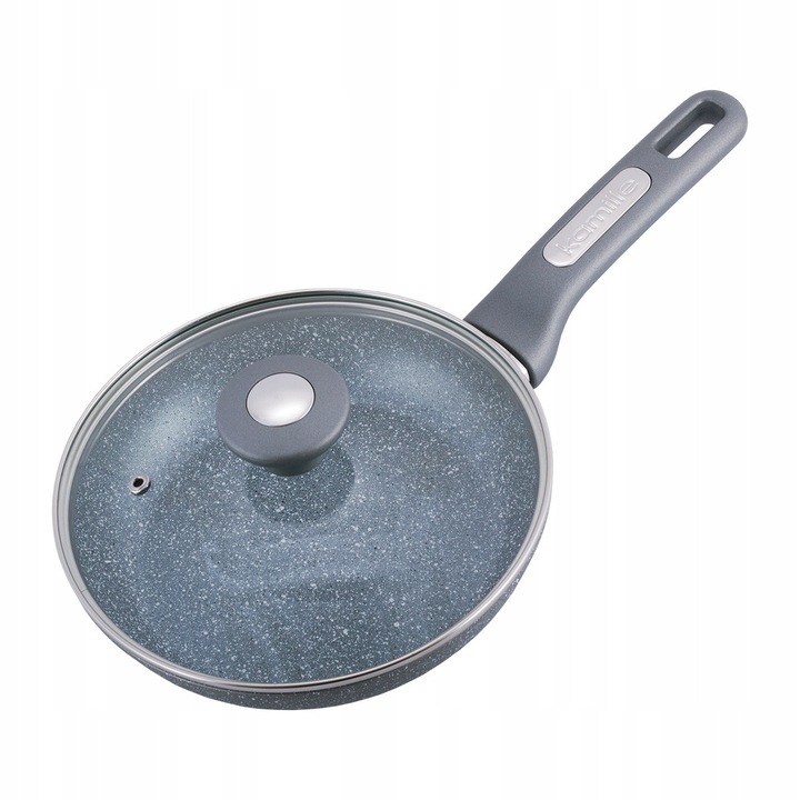 Tapadásmentes serpenyő üvegtetővel, Kamille, Alumínium / Gránit, 20 cm, Szürke / Átlátszó