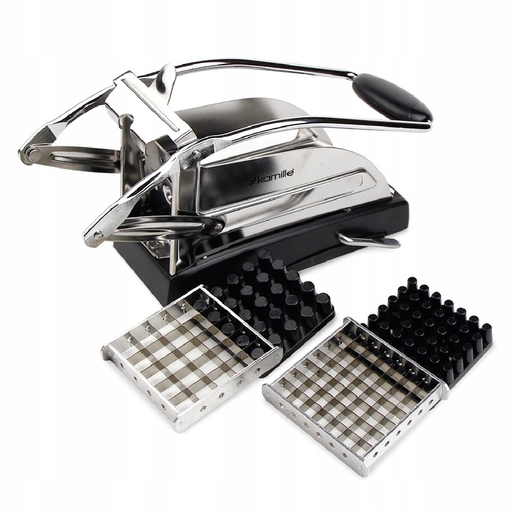 Feliatoare manual legume, Kamille, inox, 19.5 x 8 cm, argintiu/negru