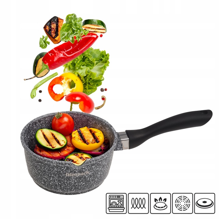 Cratita, Kamille, Granit, Capac Sticla, 1.35 L, 16 cm, Pentru toate sursele de caldura, Gri