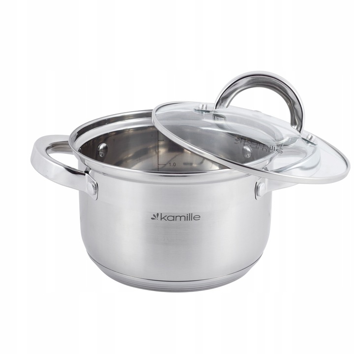 8 db Kamille konyhai edény készlet, Rozsdamentes acél, 2,1/2,9/3,9/6,5L, 16/18/20/24 cm, Ezüst