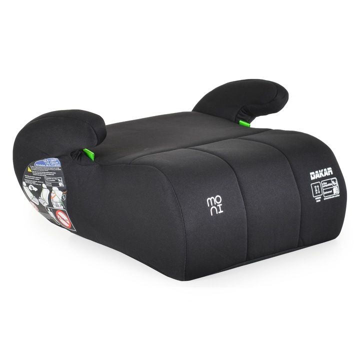 Inaltator auto pentru copii Moni Dakar i-Size Negru 125-150 cm cu husa detasabila si lavabila, certificare R129/03, dimensiune 36x42x22 cm