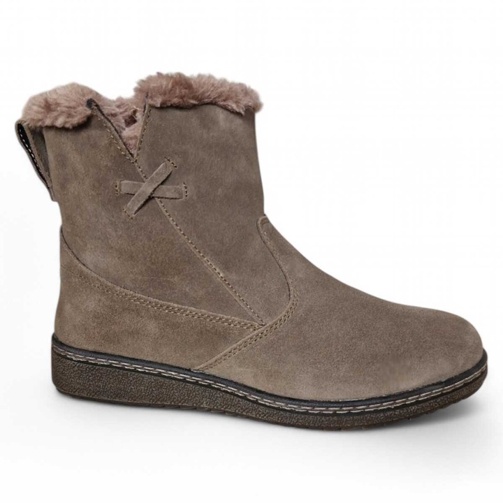 Botine din piele intoarsa naturala pentru femei Maria Conti inchidere cu fermoar imblanita J5