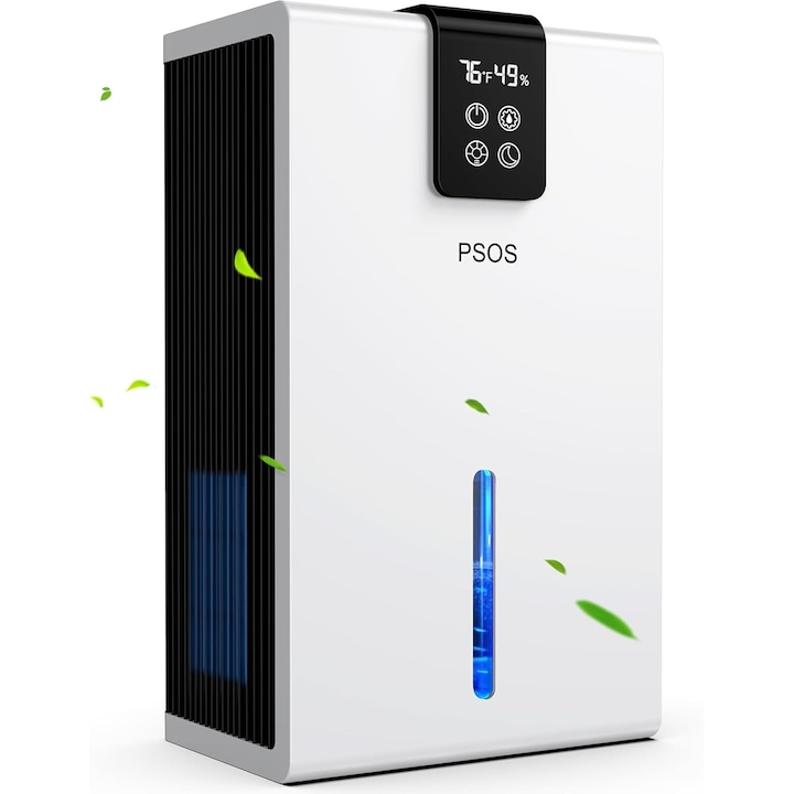Dezumidificator WALALLA, capacitate 1.7L, afisaj LED, lumina de noapte, alb